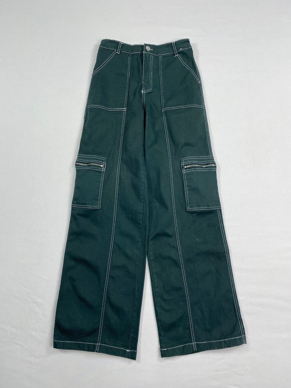Rachel Paige Green Cargo Pants Contrast Stitch Utility Skater XS gotocore